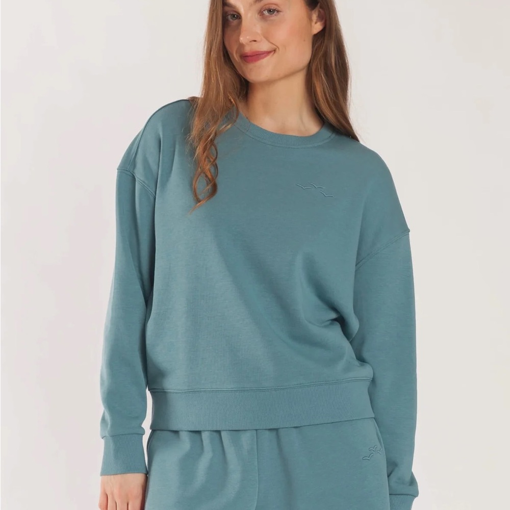 LAZYPANTS CREWNECK FRENCH TERRY SWEATSHIRT IN TIDAL BLUE SIZE M